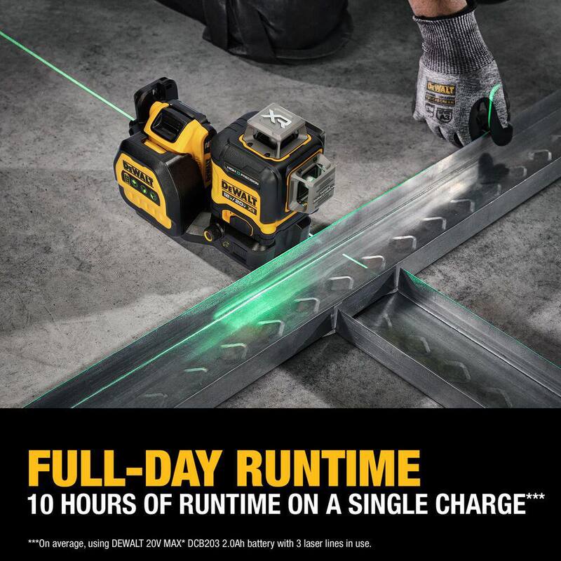DEWALT 230 ft. Green Self-Leveling 3-Plane Laser Level Kit with 20-Volt 2.0 Ah Battery, Charger, Detector and Kitbox - DCLE34033D1