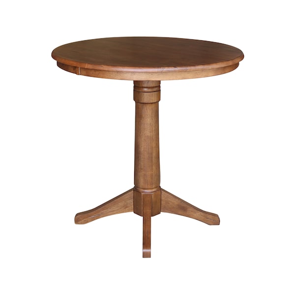 International Concepts Round 36 in Round Top Pedestal Table, 35.9 in Height, Distressed Oak, 36 in W, 36 in L, 35.9 in H - K42-36RT-27B-6B