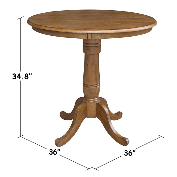 International Concepts Round 36 in Round Top Pedestal Table, 34.9 inH, Pecan, 36 in W, 36 in L, 35.1 in H, Wood, Pecan - K59-36RT-6B