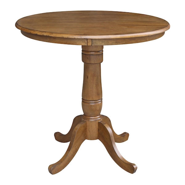 International Concepts Round 36 in Round Top Pedestal Table, 34.9 inH, Pecan, 36 in W, 36 in L, 35.1 in H, Wood, Pecan - K59-36RT-6B
