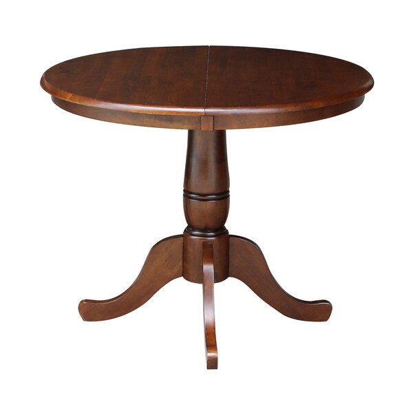 International Concepts Round 36 in Rd Top Pedestal Table, 12 in Leaf, 28.9 inH, Dining Height, Espresso, 36 in W, 48 in L - K581-36RXT