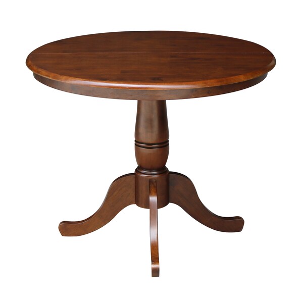 International Concepts Round 36 in Rd Top Pedestal Table, 12 in Leaf, 28.9 inH, Dining Height, Espresso, 36 in W, 48 in L - K581-36RXT
