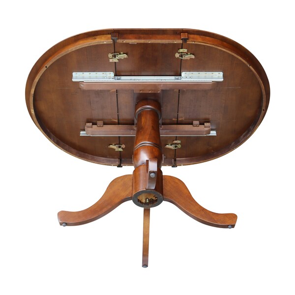 International Concepts Round 36 in Rd Top Pedestal Table, 12 in Leaf, 28.9 inH, Dining Height, Espresso, 36 in W, 48 in L - K581-36RXT
