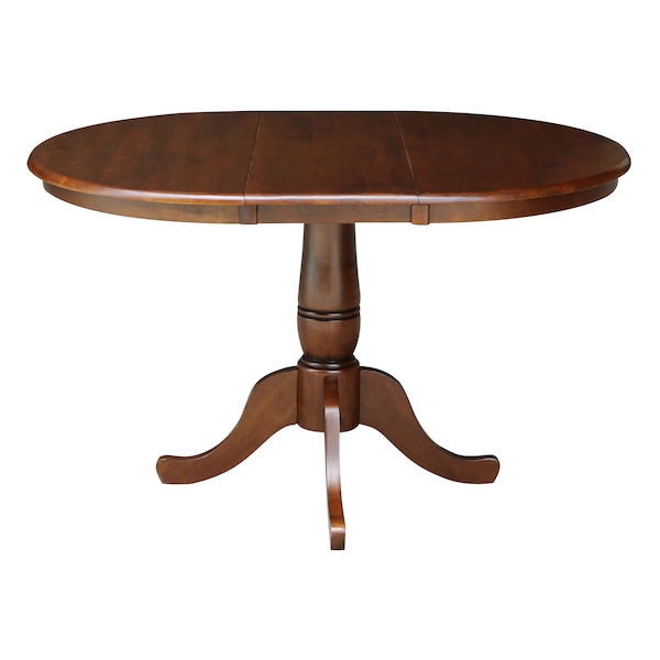 International Concepts Round 36 in Rd Top Pedestal Table, 12 in Leaf, 28.9 inH, Dining Height, Espresso, 36 in W, 48 in L - K581-36RXT