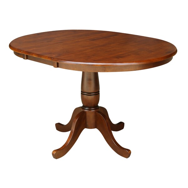 International Concepts Round 36 in Rd Top Pedestal Table, 12 in Leaf, 28.9 inH, Dining Height, Espresso, 36 in W, 48 in L - K581-36RXT
