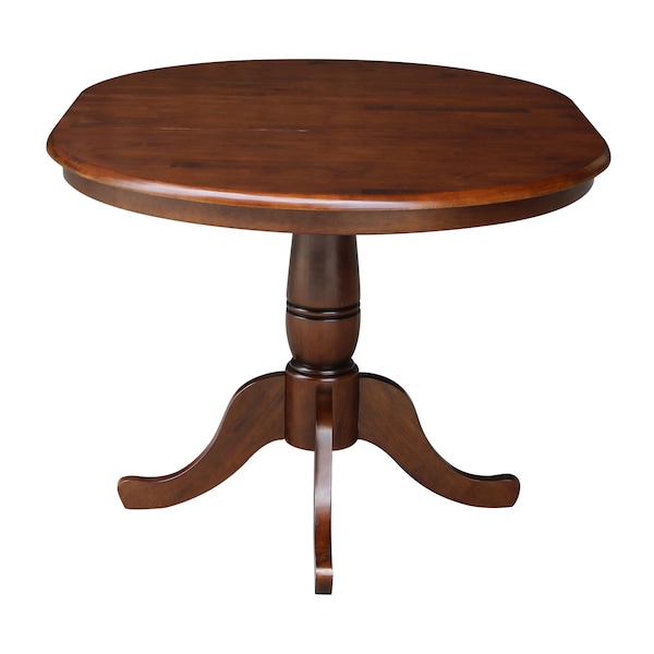 International Concepts Round 36 in Rd Top Pedestal Table, 12 in Leaf, 28.9 inH, Dining Height, Espresso, 36 in W, 48 in L - K581-36RXT