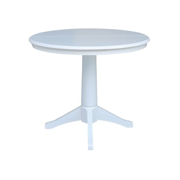 International Concepts Round 36 in Rd Top Pedestal Table, 12 in Leaf, 28.9 inH, Dining Height, White, 36 in W, 48 in L - K08-36RXT-27B