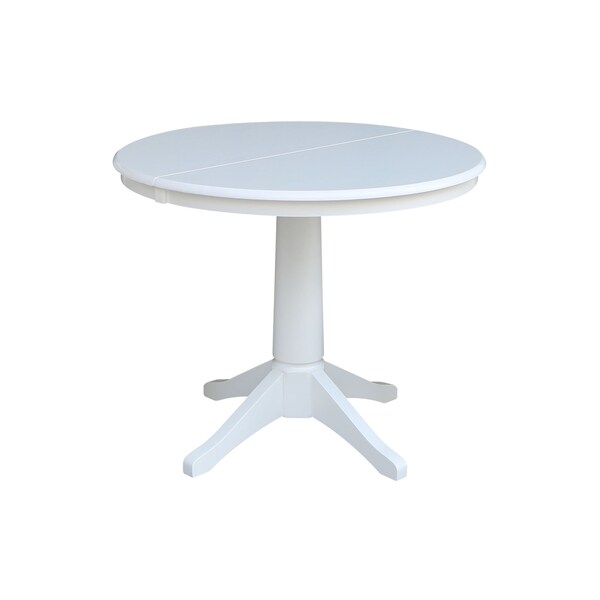 International Concepts Round 36 in Rd Top Pedestal Table, 12 in Leaf, 28.9 inH, Dining Height, White, 36 in W, 48 in L - K08-36RXT-27B