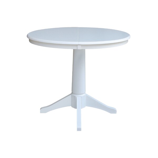 International Concepts Round 36 in Rd Top Pedestal Table, 12 in Leaf, 28.9 inH, Dining Height, White, 36 in W, 48 in L - K08-36RXT-27B