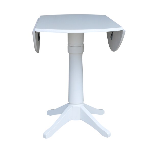 International Concepts Round 42, Round dual drop Leaf Pedestal Table, 36.3  inH, White, 42 in W, 42 in L, 36.3 in H, Wood - K08-42DPT-27B-6B