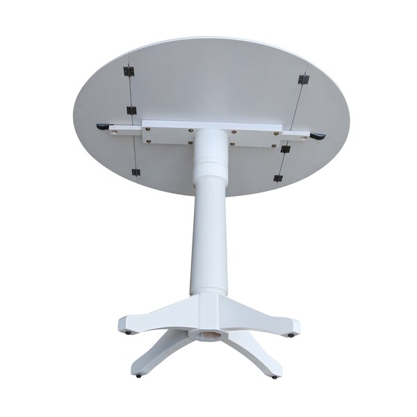 International Concepts Round 42, Round dual drop Leaf Pedestal Table, 36.3  inH, White, 42 in W, 42 in L, 36.3 in H, Wood - K08-42DPT-27B-6B