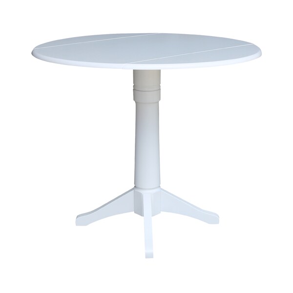 International Concepts Round 42, Round dual drop Leaf Pedestal Table, 36.3  inH, White, 42 in W, 42 in L, 36.3 in H, Wood - K08-42DPT-27B-6B