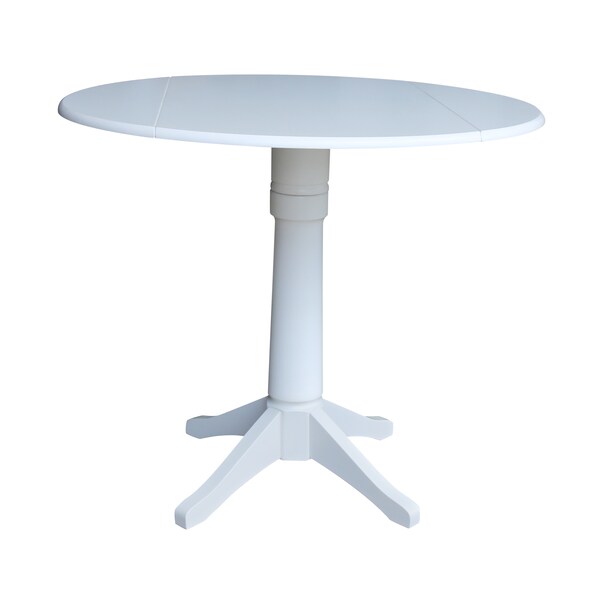 International Concepts Round 42, Round dual drop Leaf Pedestal Table, 36.3  inH, White, 42 in W, 42 in L, 36.3 in H, Wood - K08-42DPT-27B-6B