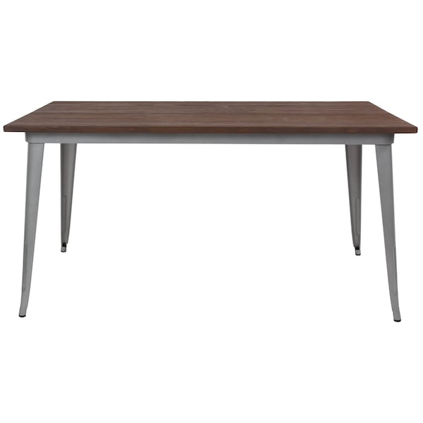Flash Furniture Rectangle Silver Metal Table, 30.25" x 60", 30.25" W, 60" L, 30.5" H, Wood, Wood Grain - CH-61010-29M1-SIL-GG
