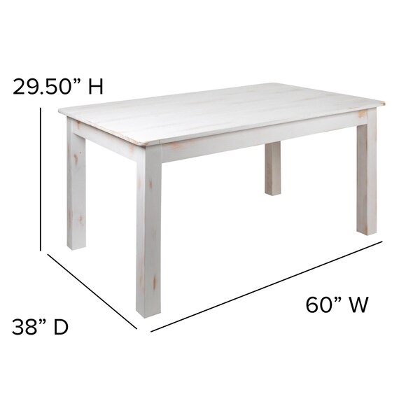 Flash Furniture Rectangle 38" W, 60" L, 29.5" H, Wood, Wood Grain - XA-F-60X38-WH-GG