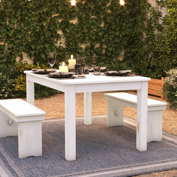 Flash Furniture Rectangle 38" W, 60" L, 29.5" H, Wood, Wood Grain - XA-F-60X38-WH-GG