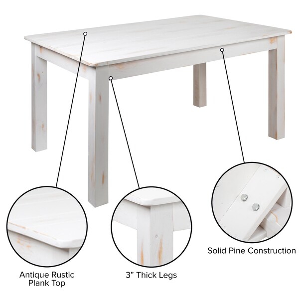 Flash Furniture Rectangle 38" W, 60" L, 29.5" H, Wood, Wood Grain - XA-F-60X38-WH-GG