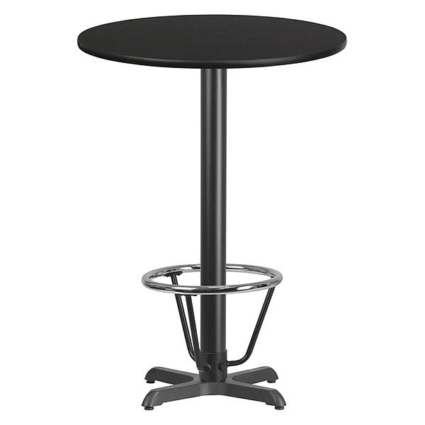 Flash Furniture Round Laminate Table, 30" W, 30" L, 43.125" H, Laminate, Wood Grain - XU-RD-30-BLKTB-T2222B-3CFR-GG