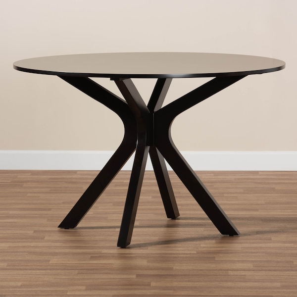 Baxton Studio Kenji Dark Brown Finished 48-Inch-Wide Round Wood Dining Table - 168-10894