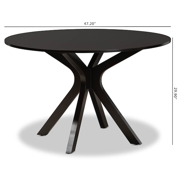Baxton Studio Kenji Dark Brown Finished 48-Inch-Wide Round Wood Dining Table - 168-10894