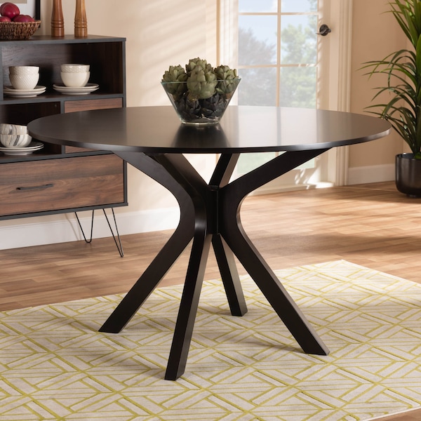 Baxton Studio Kenji Dark Brown Finished 48-Inch-Wide Round Wood Dining Table - 168-10894