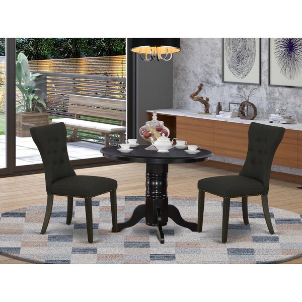 East West Furniture 3 Piece Shelton Kitchen Table Set - Black - SHGA3-BLK-24