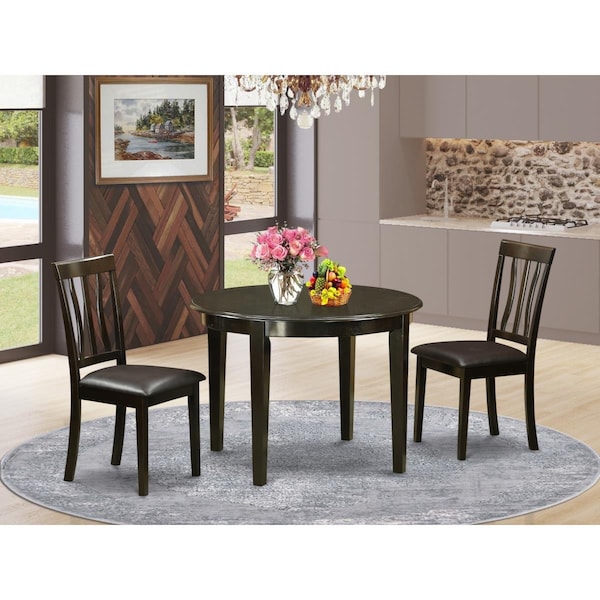 East West Furniture 3 Piece Boston Kitchen Table Set - Cappuccino - BOAN3-CAP-LC