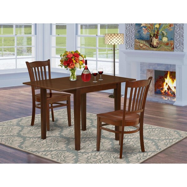 East West Furniture 3 Piece Norden Dinette Set - Mahogany - NDGR3-MAH-W