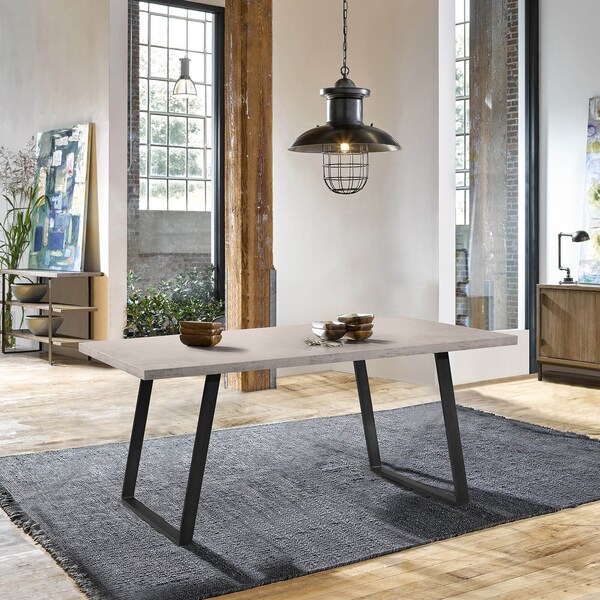 Armen Living Coronado Contemporary Dining Table in Gray Powder Coated Finish with Cement Gray Top - LCCDDIBE