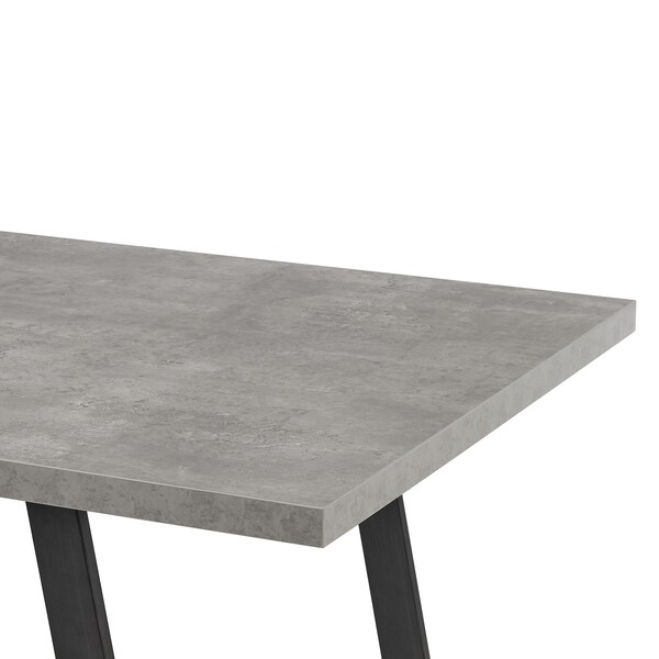 Armen Living Coronado Contemporary Dining Table in Gray Powder Coated Finish with Cement Gray Top - LCCDDIBE