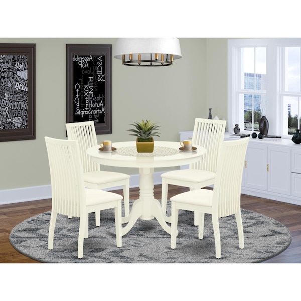 East West Furniture 5 Piece Hartland Dining Set - Linen White - HLIP5-LWH-C