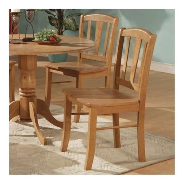 East West Furniture East West DC-OAK-W Dublin Chair with Wood Seat; Oak - Pack of 2 - DLC-OAK-W