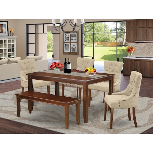 East West Furniture 6 Piece Capri Dining Set - Mahogany - CAFR6-MAH-05