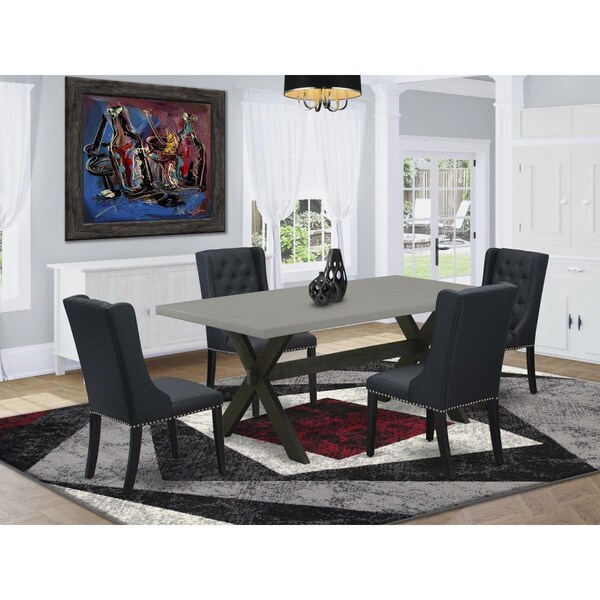 East West Furniture 5 Piece X-Style Dining Table Set - Wire Brush Black - X697FO624-5