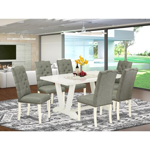 East West Furniture 7 Piece V-Style Kitchen Furniture Set - Smoke - V026EL207-7