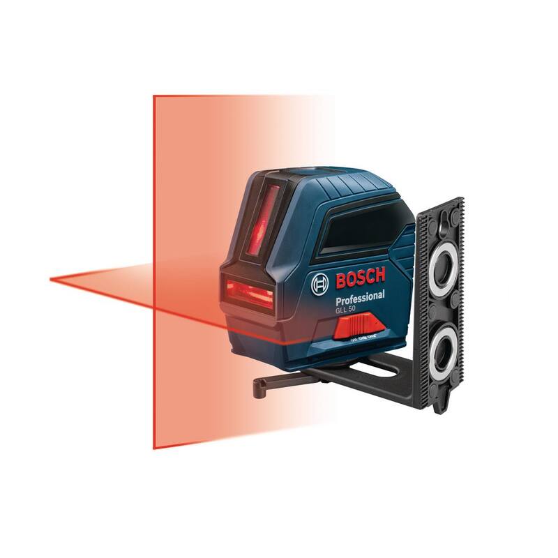 Bosch 50 ft. Cross Line Laser Level Self Leveling with VisiMax Technology, L-Bracket Adjustable Mount and Hard Carrying Case - GLL 50