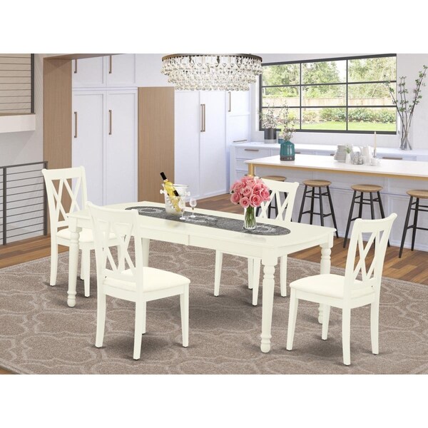 East West Furniture 5 Piece Dover Dining Set - Linen White - DOCL5-LWH-C