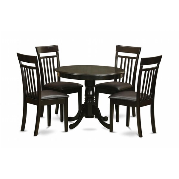 East West Furniture 5 Piece Small Kitchen Table and Chairs Set-Round Table and 4 Chairs For Dining Room - ANCA5-CAP-LC