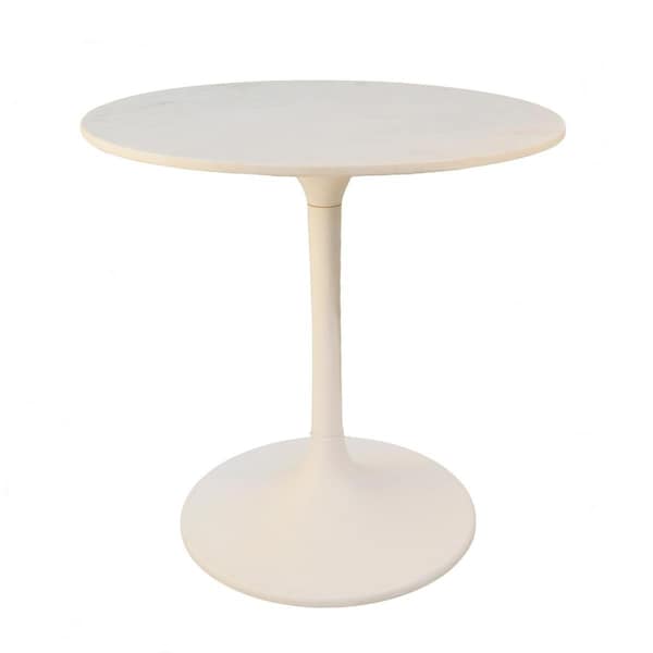 Guest Room 30 in. Enzo Round Marble Top Dining Table White Top with White Base - GU2850482