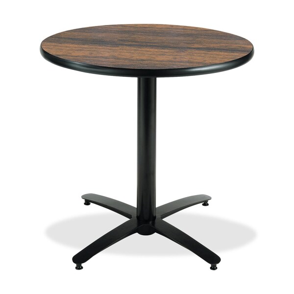 Kfi Round KFI 30in Walnut Round Breakroom Table with Arched X Base, 29 W, 30 L, 29 H - T30RD-B2115-WL