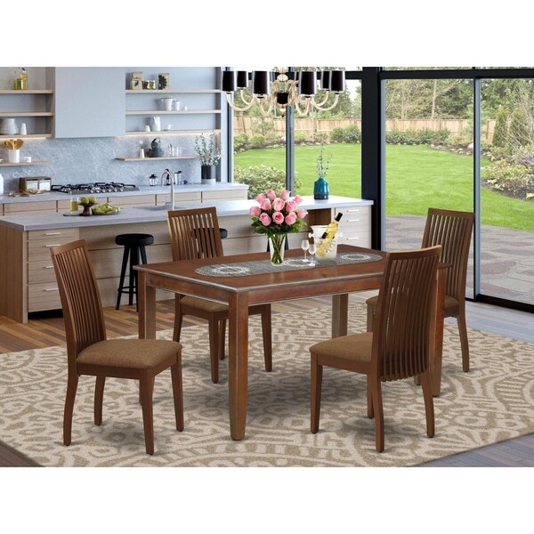East West Furniture 5 Piece Dudley Dining Set - Mahogany - DUIP5-MAH-C