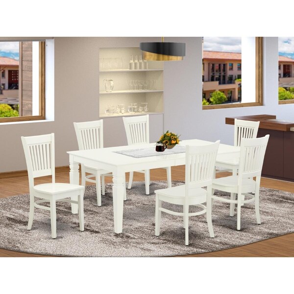 East West Furniture 7 Piece Logan Small Dinette Set - Linen White - LGVA7-LWH-W