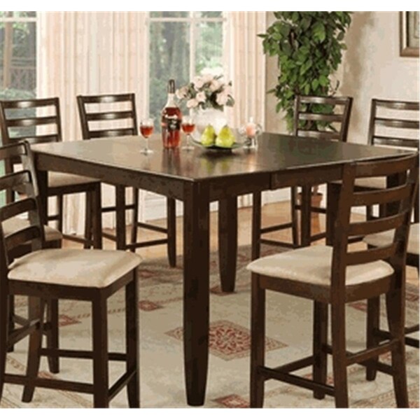 East West Furniture East West FT-CAP-T Fairwinds Gathering Counter Height Dining Square 54 in. Table with 18 in. Butterfly Leaf finished in Cappuccino; Cappuccino - FAT-CAP-T