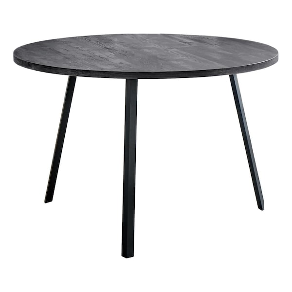 Daphnes Dinnette 48 in. dia. Black Reclaimed Wood & Black Metal Dining Table - DA2618225