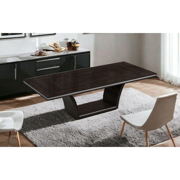 Homeroots 98 x 43 x 30 in. Modern Wenge High Gloss Dining Table - 343994