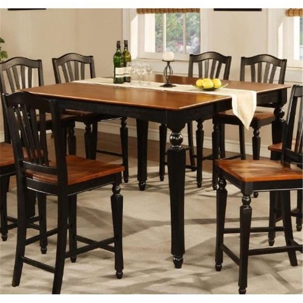 East West Furniture East West CT-BLK-T Chelsea Gathering 54 in. square counter height dining table with 18 in. butterfly leaf; Black & Cherry - CHT-BLK-T