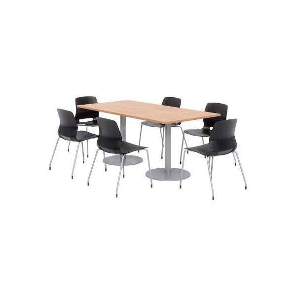 Kfi KFI Dining Table & Chair Set, 72"Lx36"W, Maple Table With Black Chairs - OLTFL3672RA-B1922-SL-10776-OL2700-P10