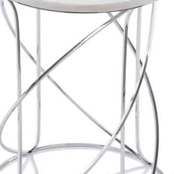 Homeroots 18.25 x 18.25 x 20.5 in. Buffed Giro Nested White Marble Table - Set of 2 - 354675
