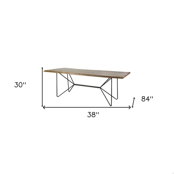 Homeroots Natural Tapered Live Edge Top with Iron Base Dining Table - 380464
