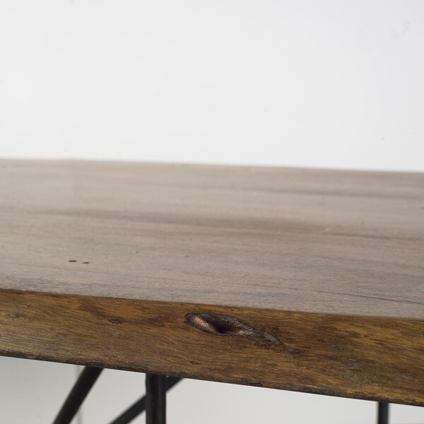 Homeroots Natural Tapered Live Edge Top with Iron Base Dining Table - 380464